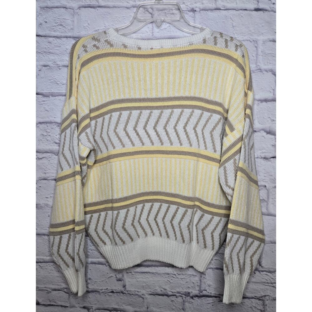 Vintage skylar retro yellow brown striped pullover sweater women's Large. - Picture 3 of 7